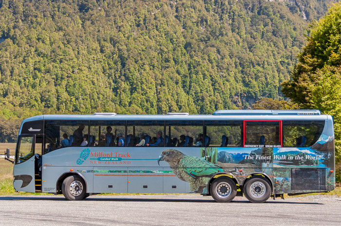 guided tours - tour bus to milford sound, new zealand