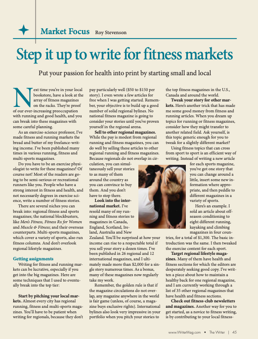 writing for fitness and health magazines