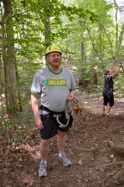 all decked out in zip line gear in Nashville