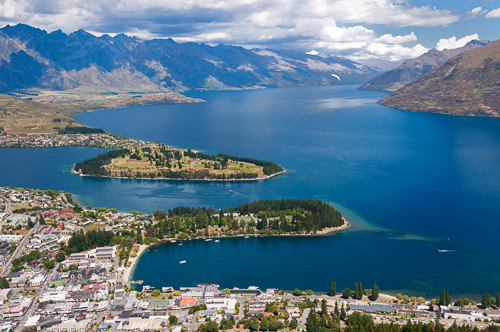 aerial view of Queenstown, New Zealand