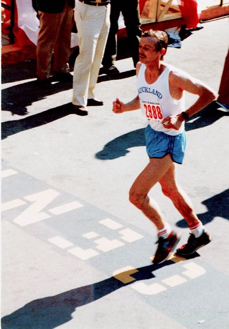 Roy running the Boston marathon in the early '80s.