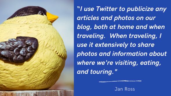 travel writers can use twitter to tell people about what destinations they visit and what they do