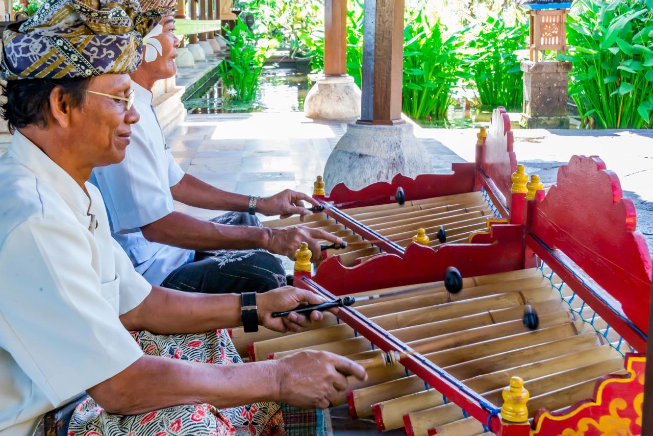 Men playing gamelan in Bali