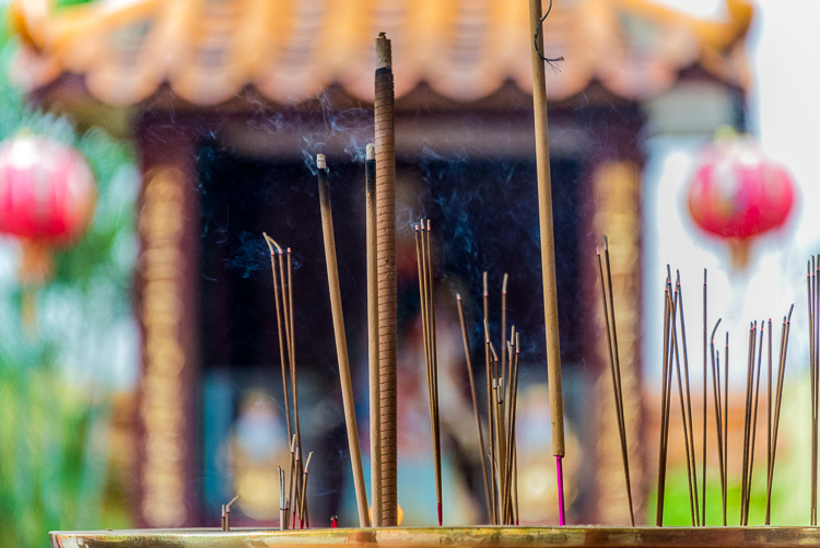 temple and burning incense