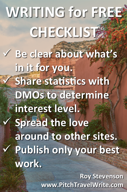 writing for free checklist for travel writers