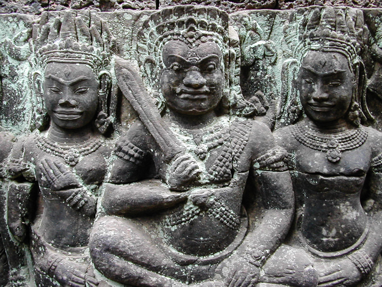 warriors protecting an ancient temple at Angkor Wat