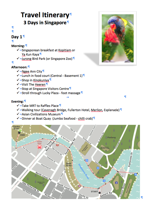 overseas travel itinerary for 3 days in Singapore