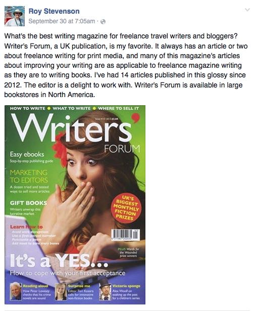 Travel writing and Facebook go hand in hand - you can promote what you're writing and let the world know.